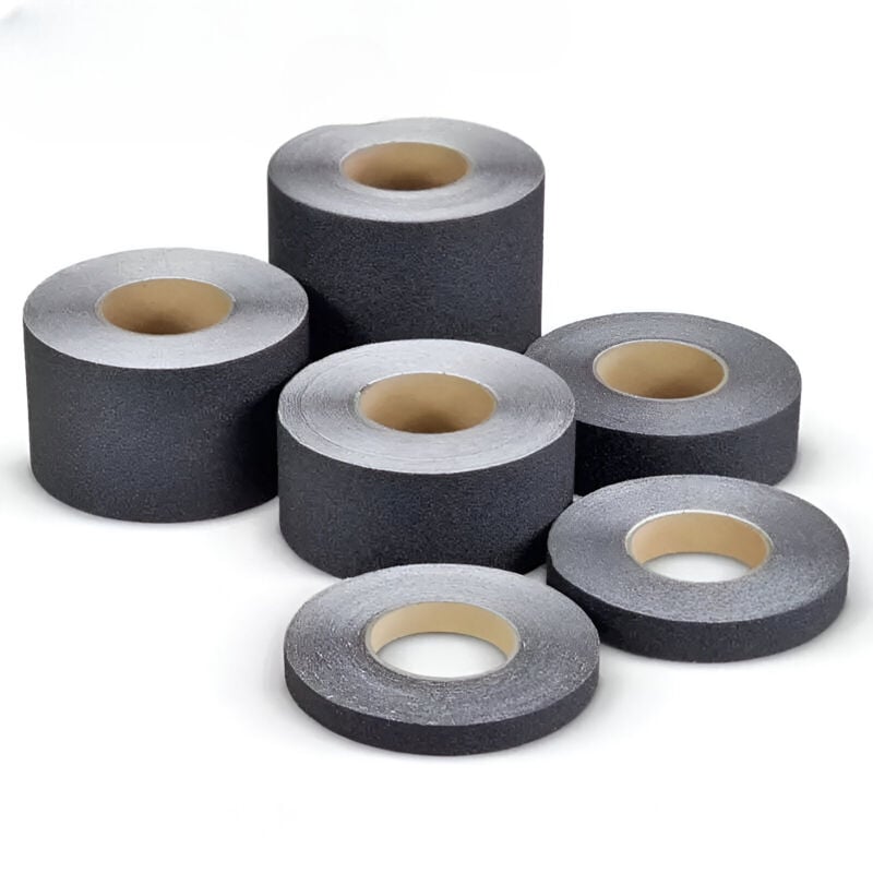 foto del prodotto nastro adesivo antiscivolo nero per interni ed esterni larghezza 19mm x 18,3mt