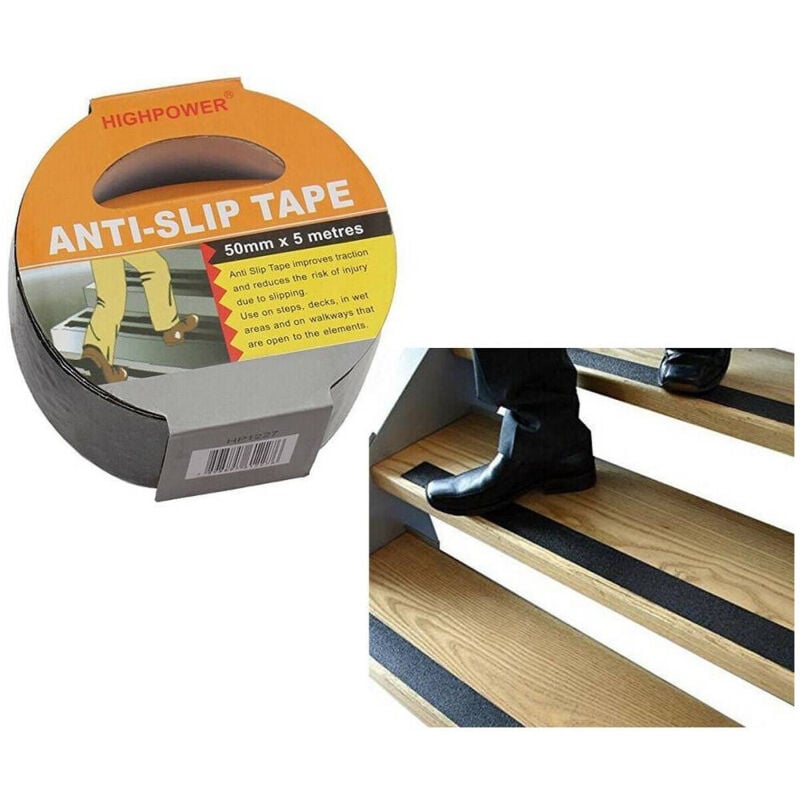 foto del prodotto nastro adesivo antiscivolo per scale legno pavimento interno esterni 5mt 50mm - - trade shop traesio
