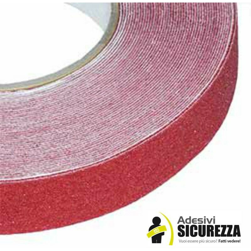 foto del prodotto nastro adesivo antiscivolo rosso per pavimenti e scale larghezza 25mm x 6mt