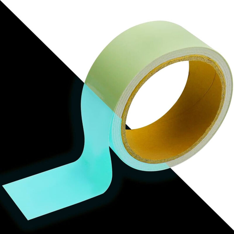 foto del prodotto nastro adesivo blu acquamarina luminescente si illumina al buio larghezza 50mm x 3mt