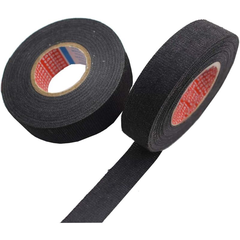 foto del prodotto nastro adesivo in tessuto 2 pezzi per cablaggio auto alta temperatura nero 19 mm x 15 m, 25 mm x 15 m