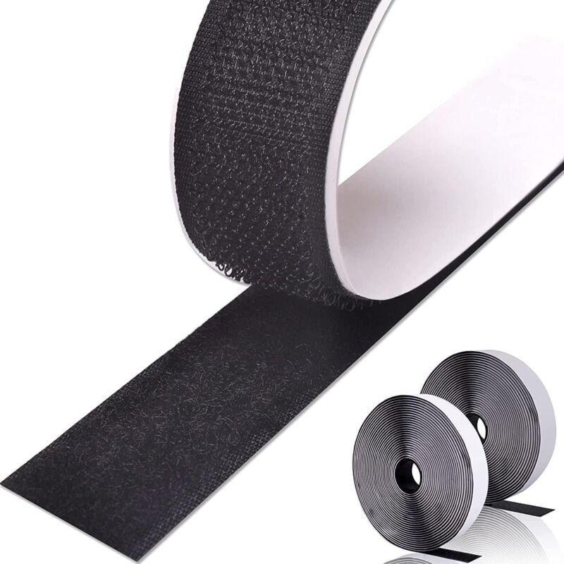 foto del prodotto nastro adesivo in velcro extra forte 3m, biadesivo con velcro largo 20 mm e nastro a strappo nero 
