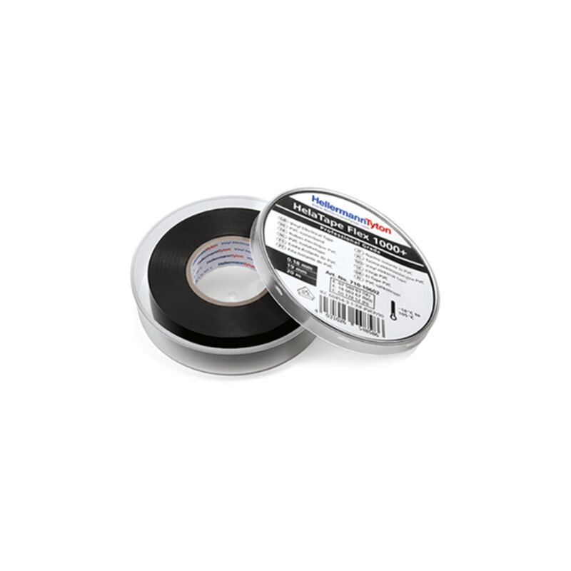 foto del prodotto nastro adesivo isolante helatape flex 1000 nero 19x20 conforme alla norma iec 60454 3 1 7 f pvcp 90 hellermanntyton