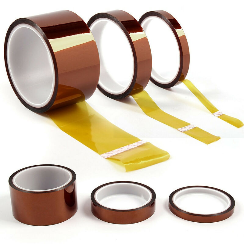foto del prodotto nastro adesivo kapton tape in polyamide alte temperature fino a 300 protezione termica bga da 33 metri misura 20mm x 33mt 1 rotolo 
