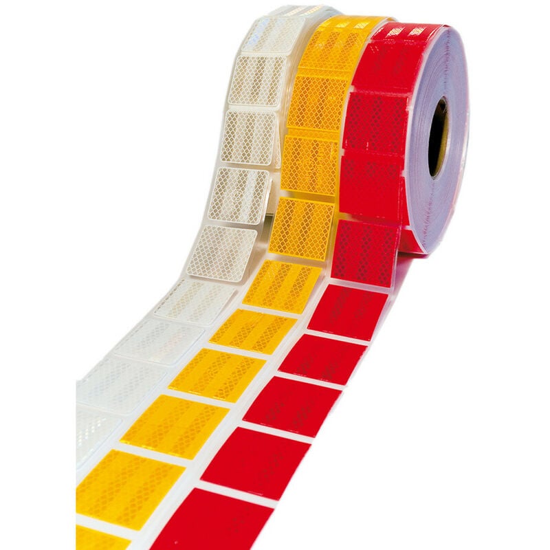 foto del prodotto nastro adesivo omologato retroriflettente 3m diamond grade 997 per la bordatura dei veicoli telonati rosso bianco o giallo colore bianco, misura