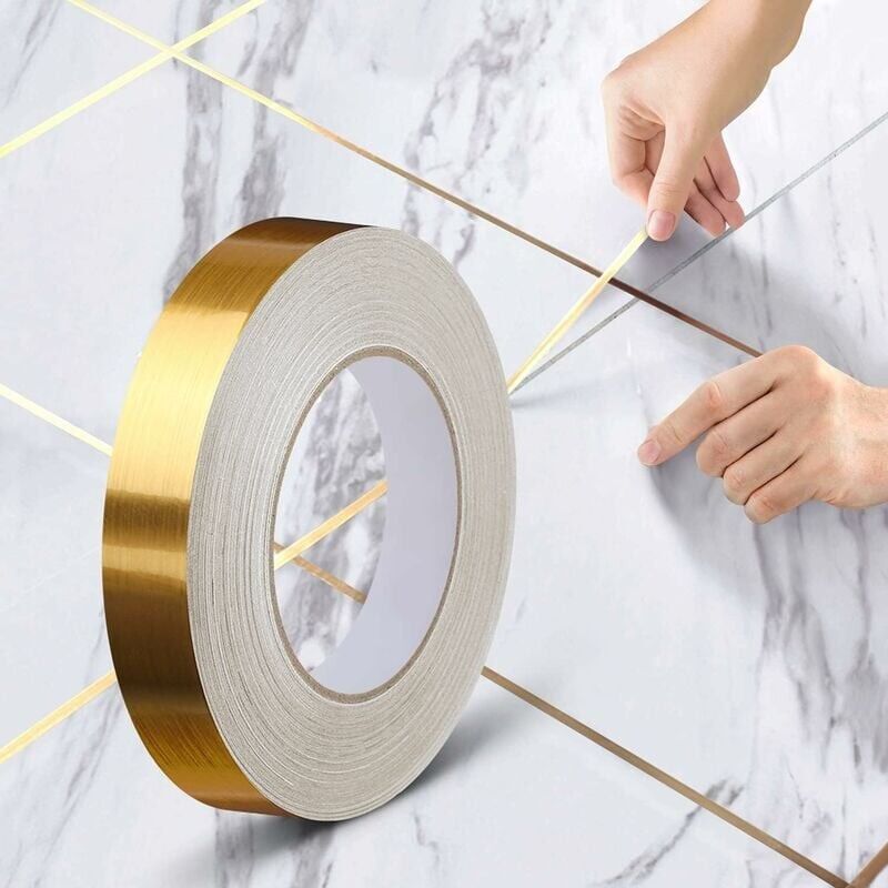 foto del prodotto nastro adesivo, oro, 50 m, impermeabile, per l uso su piastrelle, pareti e ambienti, autoadesivo, per decorazione di interni, colture