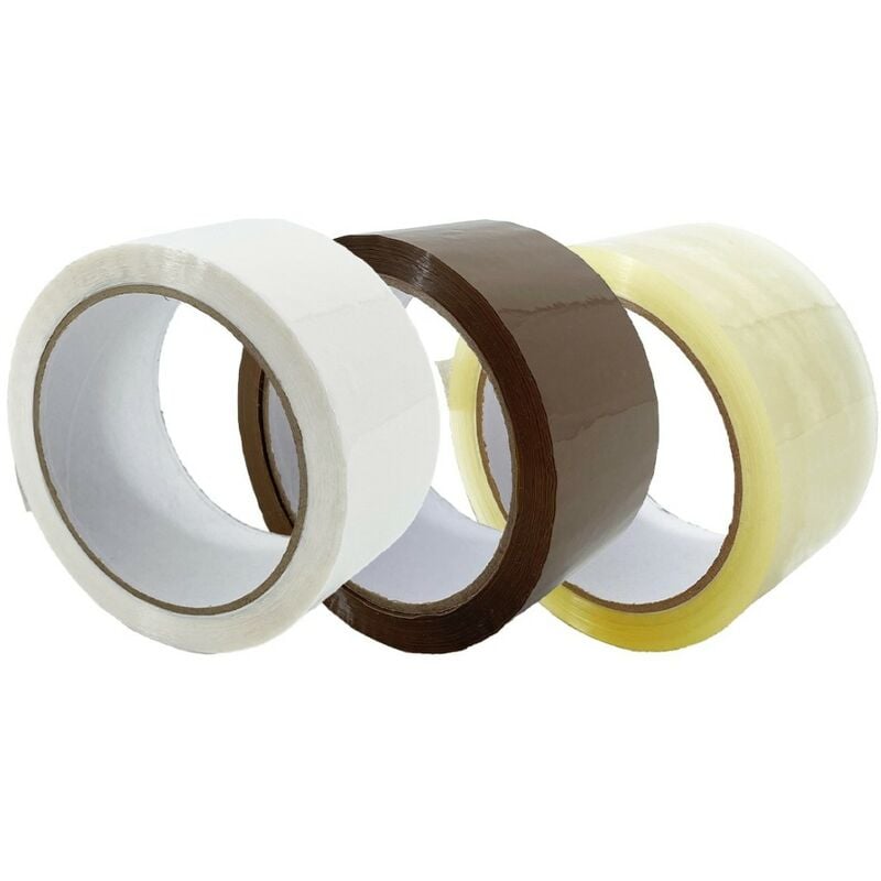 immagine 0 del prodotto nastro adesivo pacchi bianco in polipropilene, 6pz 5cm x 66mt x 76 mm, nastro imballaggio per spedizioni e trasloco, scatole e scatoloni, resistente
