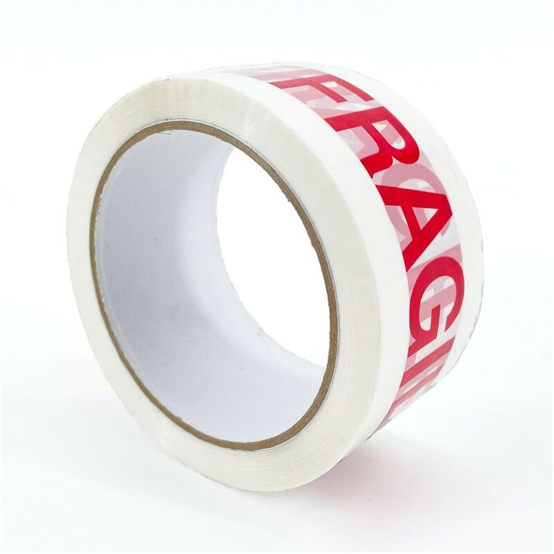foto del prodotto nastro adesivo pacchi bianco scritta fragile in polipropilene, 108pz 5cm x 66mt x 76mm, nastro imballaggio per scatoloni spedizioni e trasloco,
