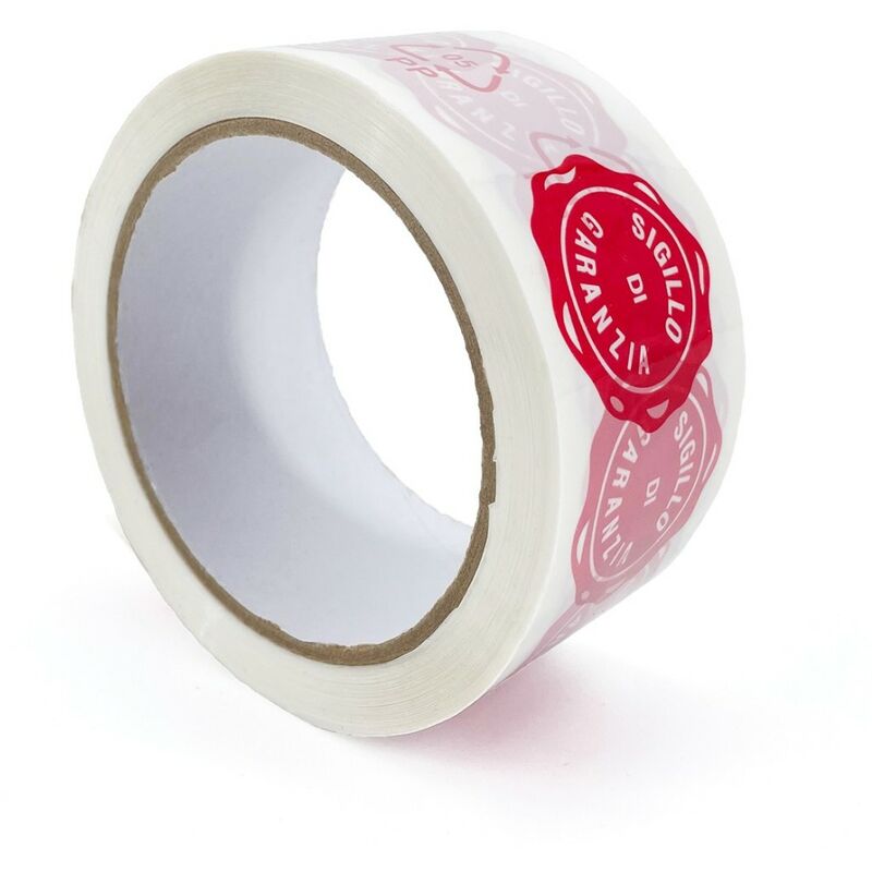 foto del prodotto nastro adesivo pacchi bianco sigillo di garanzia in polipropilene, 1pz 5cm x 66mt x 76 mm, nastro imballaggio per spedizioni e trasporto,