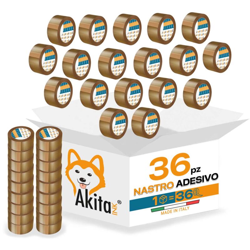 foto del prodotto nastro adesivo pacchi imballaggi avana 50x66 mt silenzioso 36 pcs akitaink