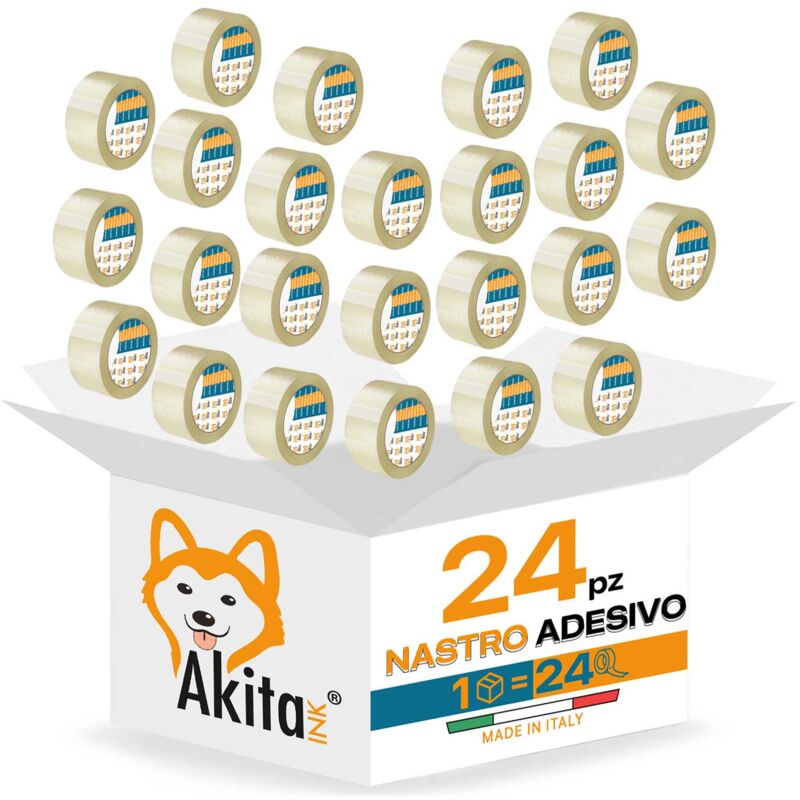 foto del prodotto nastro adesivo pacchi imballaggi trasparente 50x66 mt silenzioso 24 pcs akitaink
