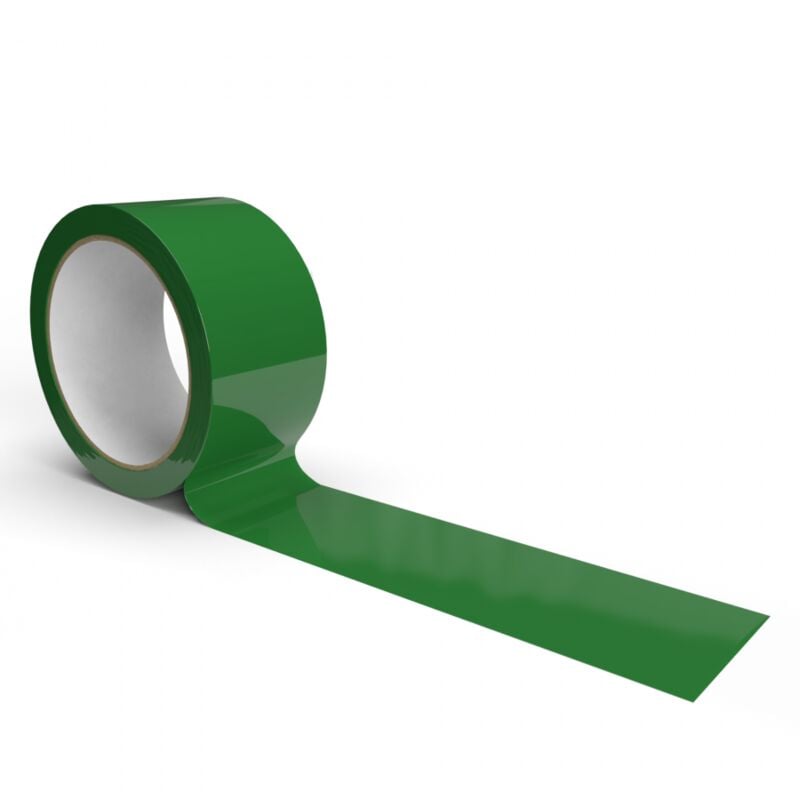 foto del prodotto nastro adesivo pacchi verde in polipropilene, 1pz 5cm x 66mt x 76mm, nastro adesivo colorato resistente a strappo silenzioso, nastro imballaggio per