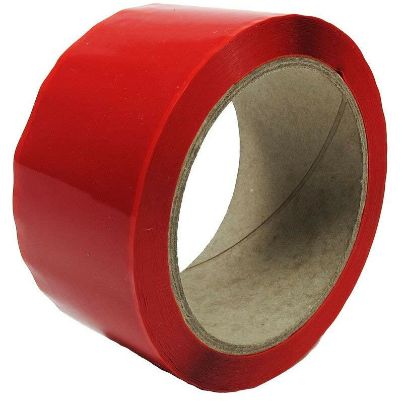 foto del prodotto nastro adesivo per imballaggio acrilico colorato silenzioso in ppl 66 mt x 50 mm colore rosso, packaging 50mm x 66mt 12 rotoli 