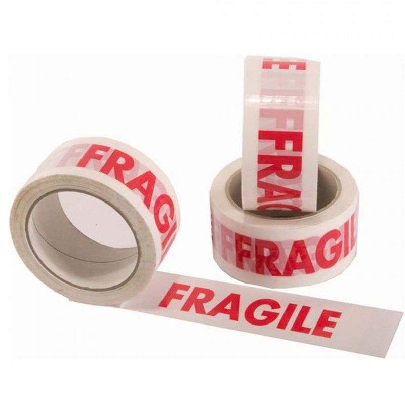 foto del prodotto nastro adesivo per imballaggio stampato fragile polipropilene acrilico ppl 66 mt x 50 mm packaging 50mm x 66mt 12 rotoli 