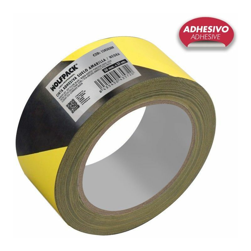 foto del prodotto nastro adesivo per pavimenti giallo nero, 33 mt x 50 mm.