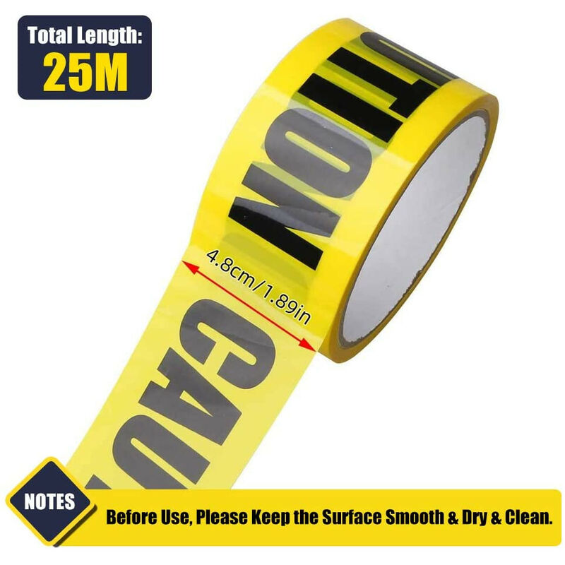 foto del prodotto nastro adesivo segnaletico cantieri avvertenza giallo/nero con scritta ""caution"" packaging - 48mm(4,8cm) x 25mt