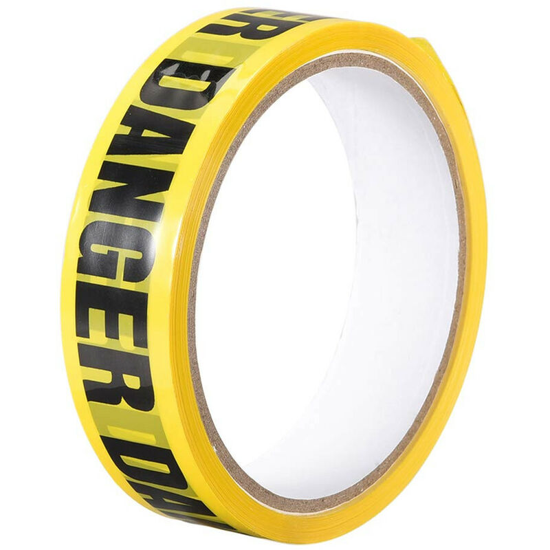 foto del prodotto nastro adesivo segnaletico cantieri avvertenza giallo nero con scritta danger packaging 24mm 2,4cm x 25mt