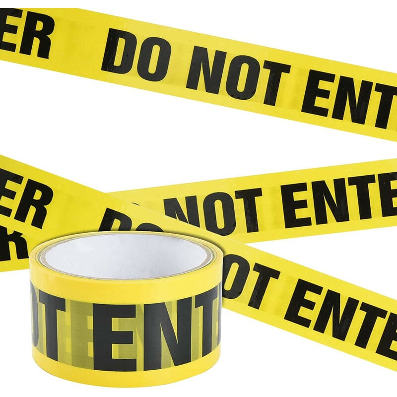 foto del prodotto nastro adesivo segnaletico cantieri avvertenza giallo nero con scritta do not enter packaging 48mm 4,8cm x 25mt