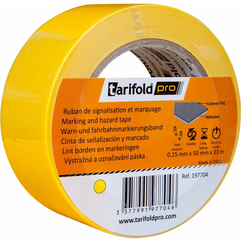 foto del prodotto nastro adesivo tarifold per marcare e marcare il terreno 33 mt x 50 mm colore giallo