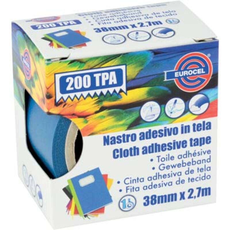 foto del prodotto nastro adesivo telato 200 tpa eurocel blu mm 38 ml 2,7 4 pezzi