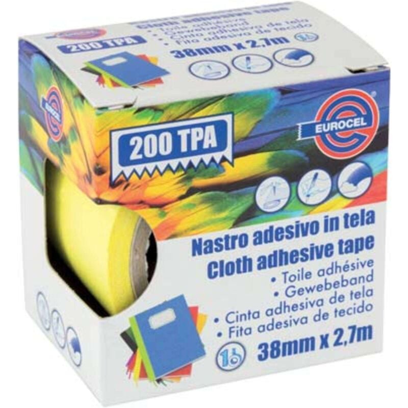 foto del prodotto nastro adesivo telato 200 tpa eurocel giallo mm 38 ml 2,7 4 pezzi