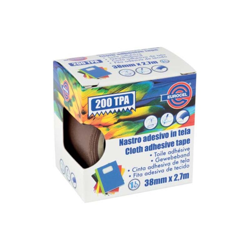 foto del prodotto nastro adesivo telato 200 tpa eurocel marrone mm 38 ml 2,7 4 pezzi eurocel