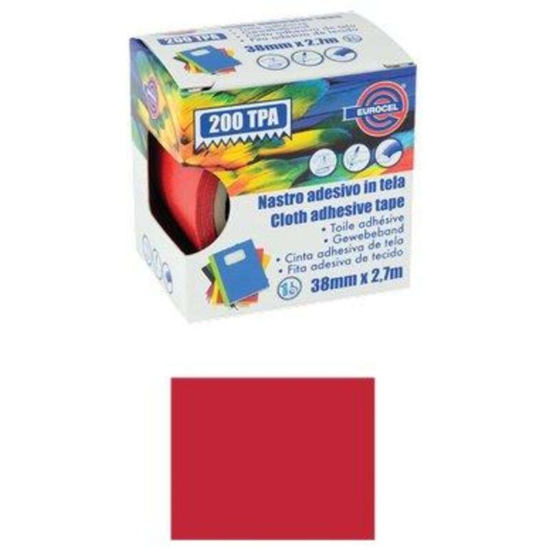 foto del prodotto nastro adesivo telato 200 tpa eurocel rosso mm 38 ml 2,7 4 pezzi