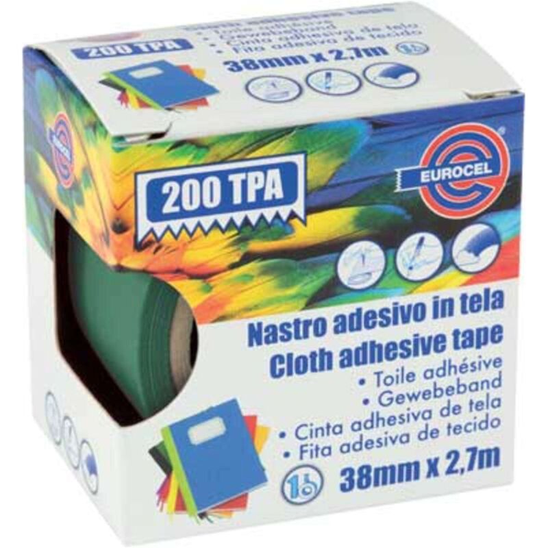 foto del prodotto nastro adesivo telato 200 tpa eurocel verde mm 38 ml 2,7 4 pezzi