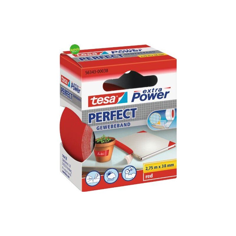 foto del prodotto nastro adesivo tesa premium tessuto rosso 38 mm x 2,75 mt