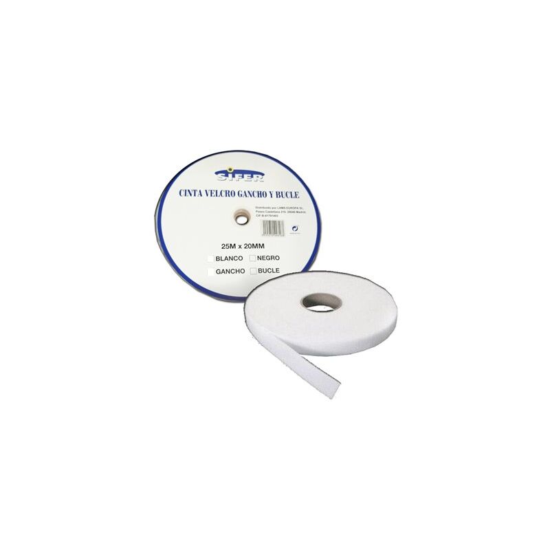 foto del prodotto nastro adesivo velcro sifer maschio gancio bianco 25 mx 20mm
