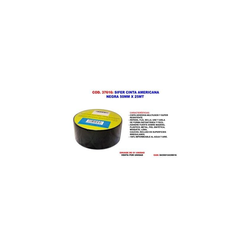foto del prodotto nastro americano nero 50mm x 25m sifer