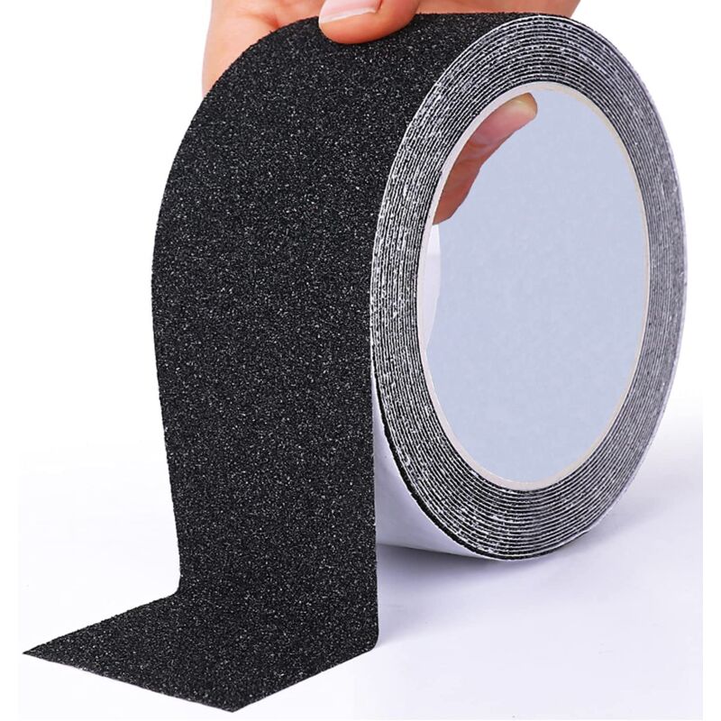foto del prodotto nastro antiscivolo 10 cm x 5 m, nastro antiscivolo resistente per scale esterne interne, nero