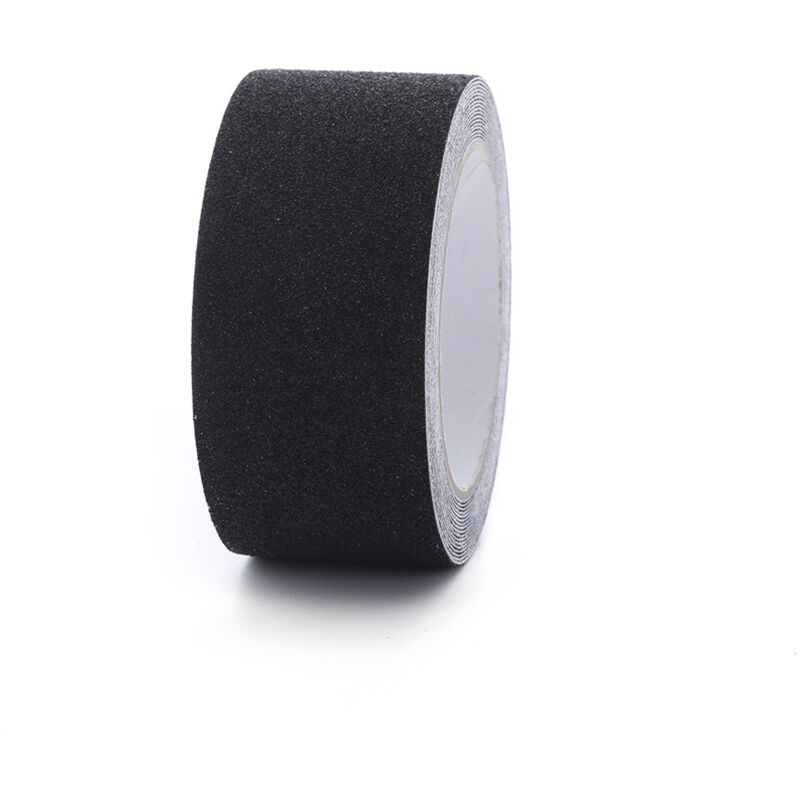 foto del prodotto nastro antiscivolo, 2 rotoli 5 cm x 5 m in pvc, nastro di sicurezza antiscivolo, autoadesivo, per scale, gradini, interni ed esterni nero sollbry