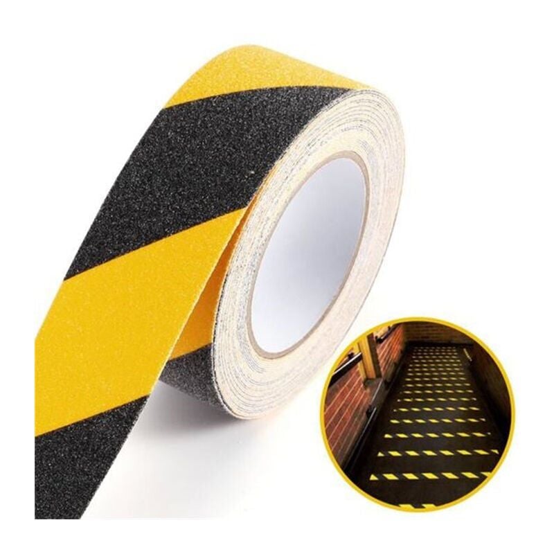 foto del prodotto nastro antiscivolo colore nero e giallo 10m nastro adesivo vario