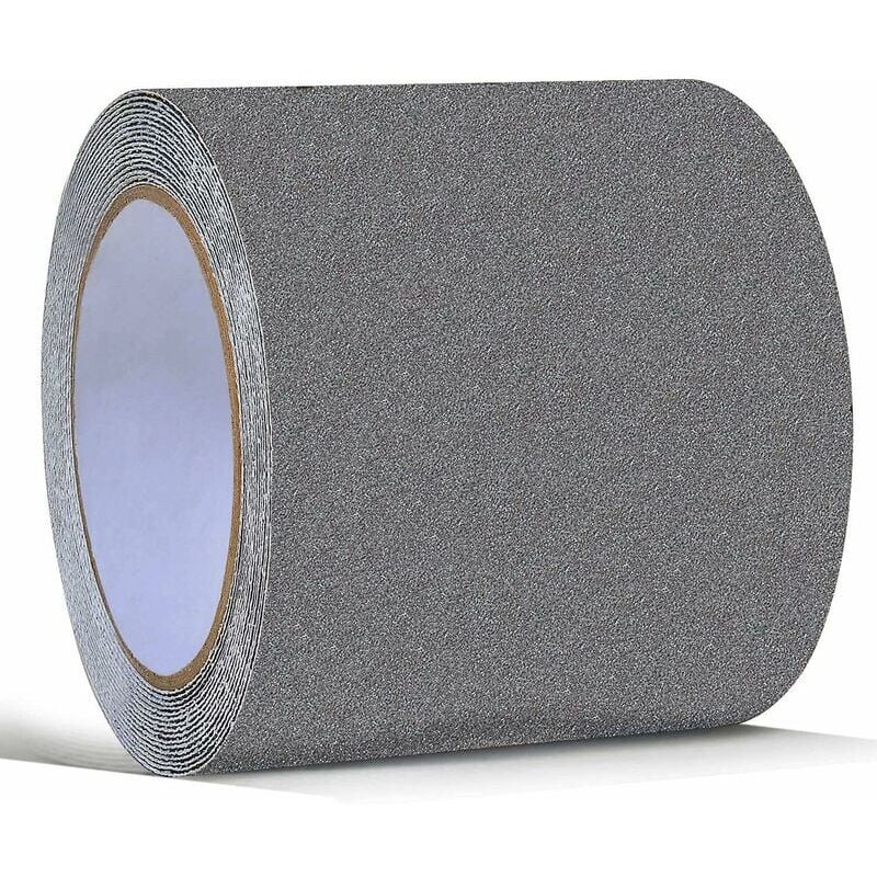 foto del prodotto nastro antiscivolo grigio ad alta trazione per gradini, rampe, vialetti e ponti interni ed esterni, 4 x 5m
