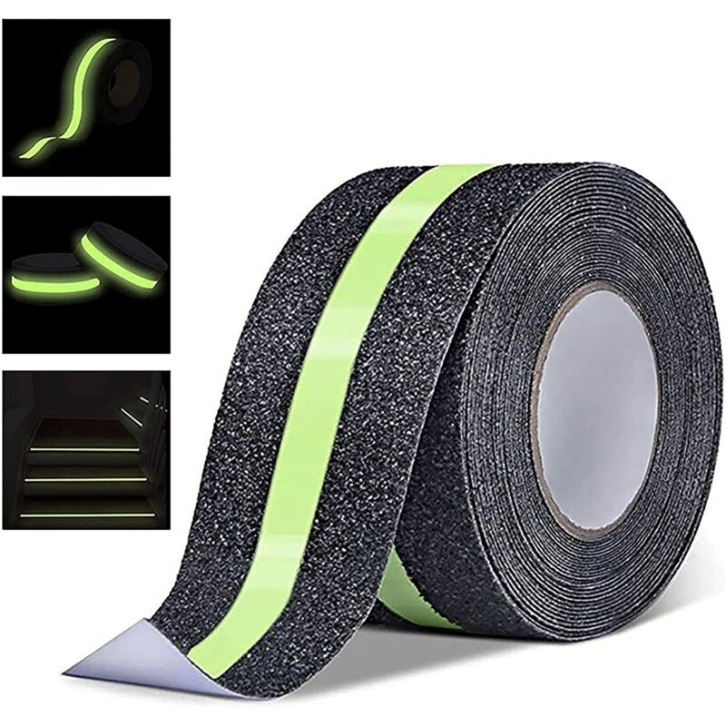 foto del prodotto nastro antiscivolo luminoso 10 m x 5 cm per gradini di scale interne ed esterne