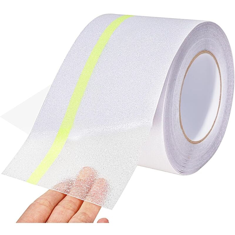 foto del prodotto nastro antiscivolo per scale, 10 cm x 10 m, nastro adesivo antiscivolo fosforescente, nastro per trazione antiscivolo, trasparente, per uso