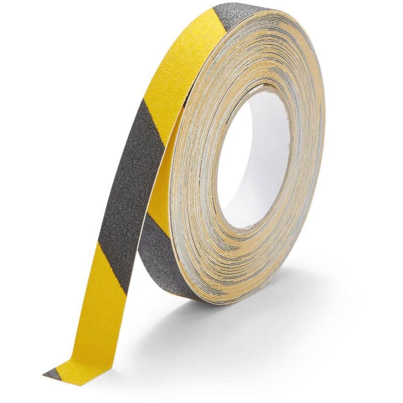 foto del prodotto nastro antiscivolo standard duraline grip color, 25 mm x 15 m, per fissare scale, rampe, giallo nero, 1081130 durable