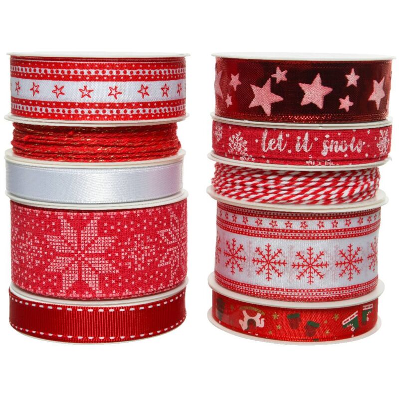 foto del prodotto nastro assortito in poliestere rosso e bianco 4x1,5x0