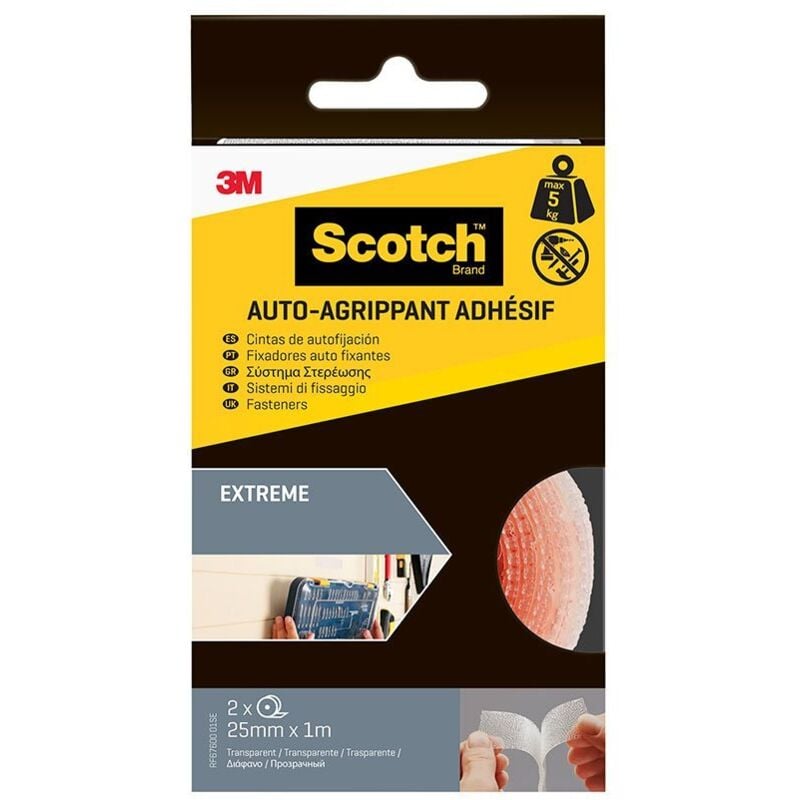 foto del prodotto nastro autoadesivo extreme in rotolo, trasparente, 25mmx1m, 2 pezzi, max 5 kg