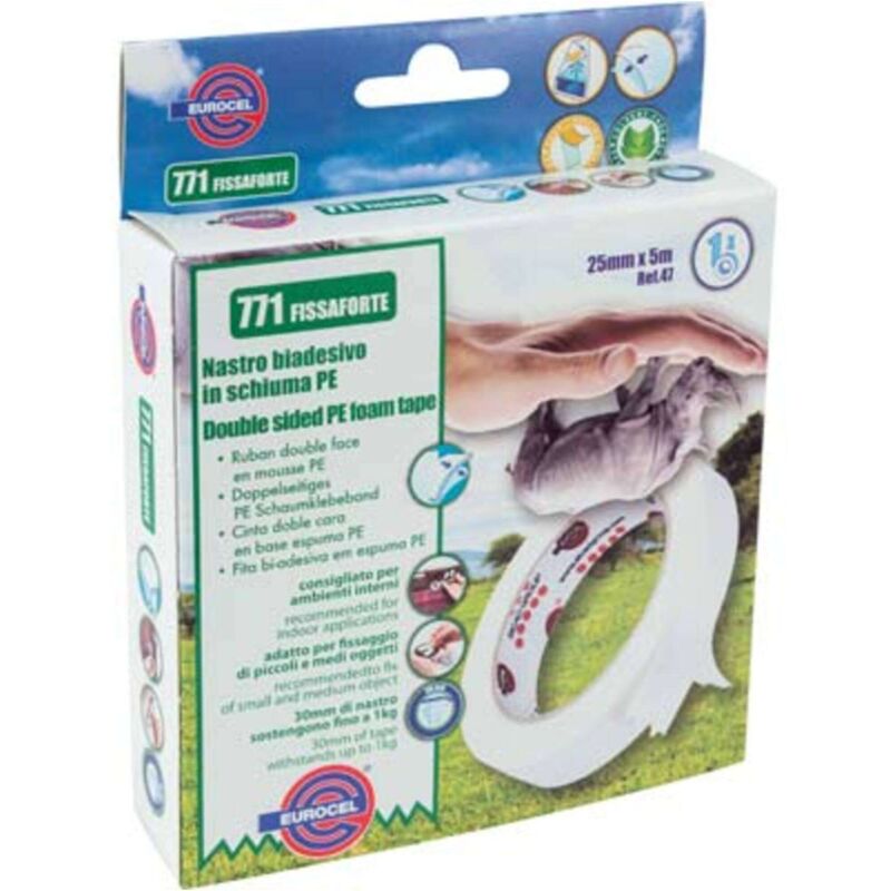 foto del prodotto nastro biadesivo 771 fissaforte eurocel mm 25 ml 5 10 pezzi