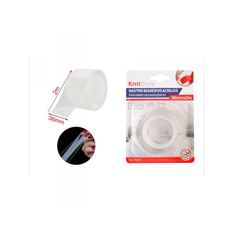 foto del prodotto nastro biadesivo acrilico extra forte trasparente 36mm x 2mt