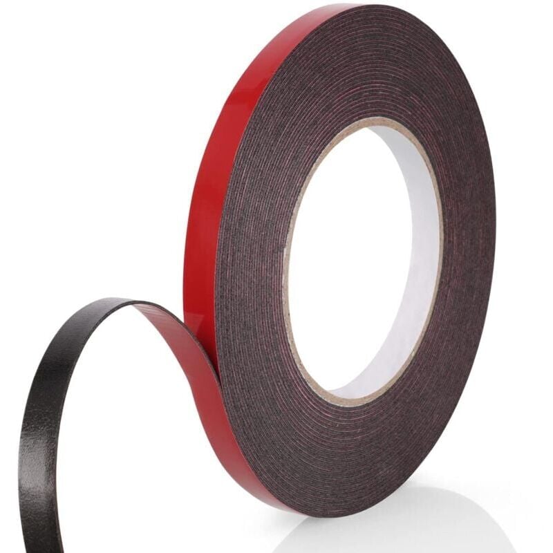 foto del prodotto nastro biadesivo extra forte, 1 rotolo 10 mm x 10 m in schiuma pe nera, pellicola rossa, nastro di montaggio impermeabile e resistente alle