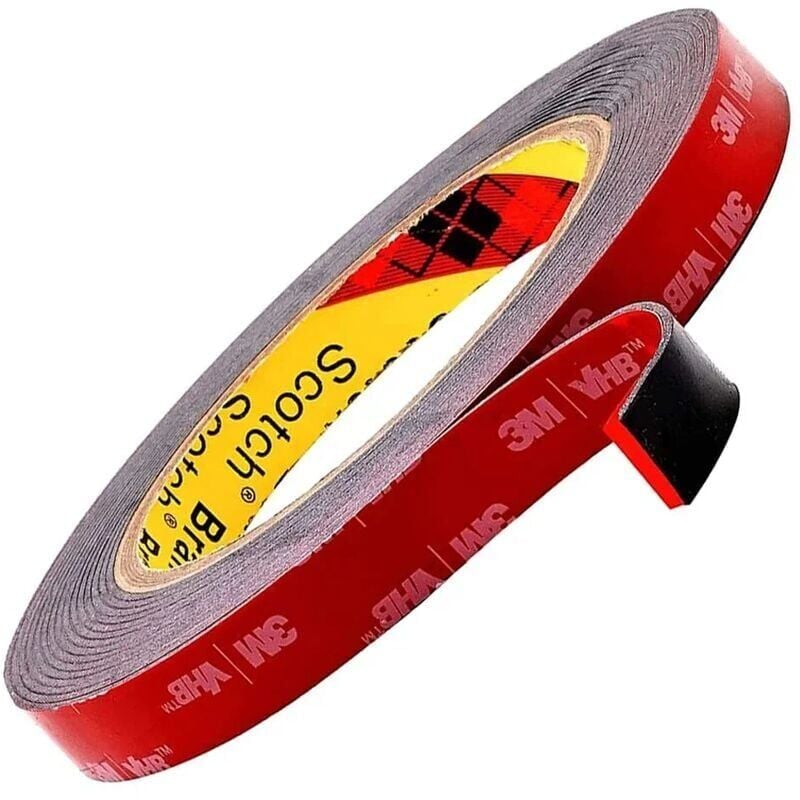 foto del prodotto nastro biadesivo extra forte 3m vhb, nero, impermeabile, resistente alle alte temperature, per interni ed esterni, 3 m x 1,5 cm