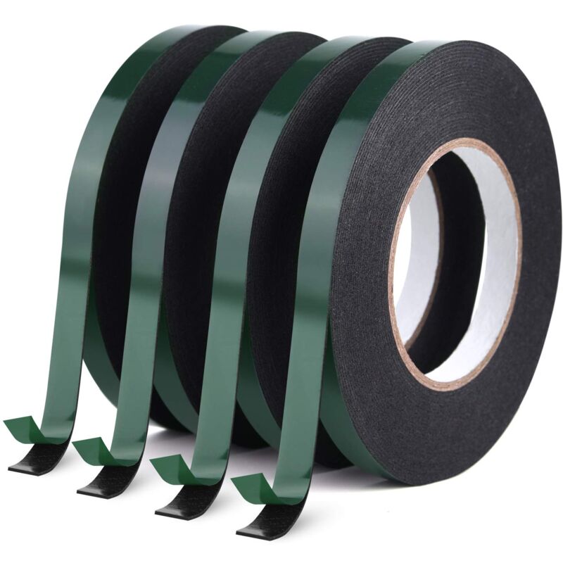 foto del prodotto nastro biadesivo in schiuma, nastro adesivo in spugna impermeabile, rotolo di qualit automobilistica per targhe di automobili, finiture, nero, 12 mm