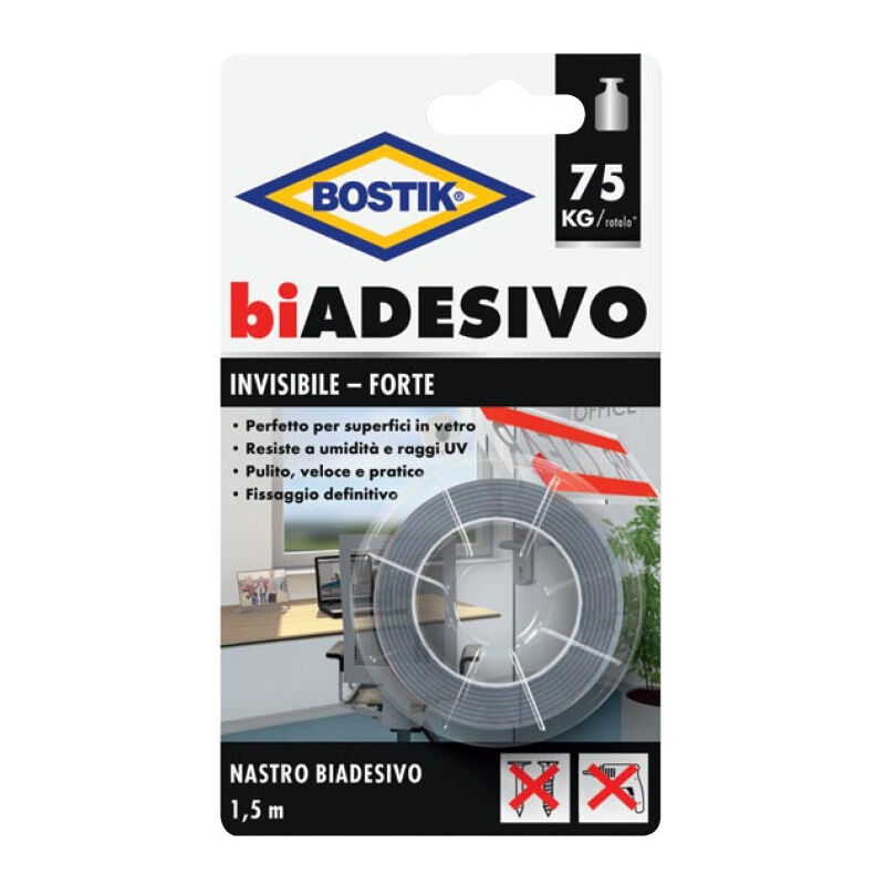 foto del prodotto nastro biadesivo invisibile 19x1,5m bostik