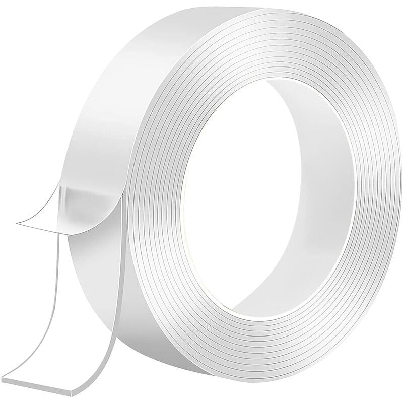 foto del prodotto nastro biadesivo multiuso trasparente extra forte, antitraccia, riutilizzabile per tappeti e oggetti fotografici 3 metri x 2 cm x 2 mm 