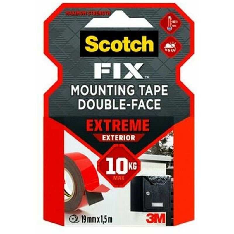 foto del prodotto nastro biadesivo scotch 19 mm x 1,5 m nero rosso grigio