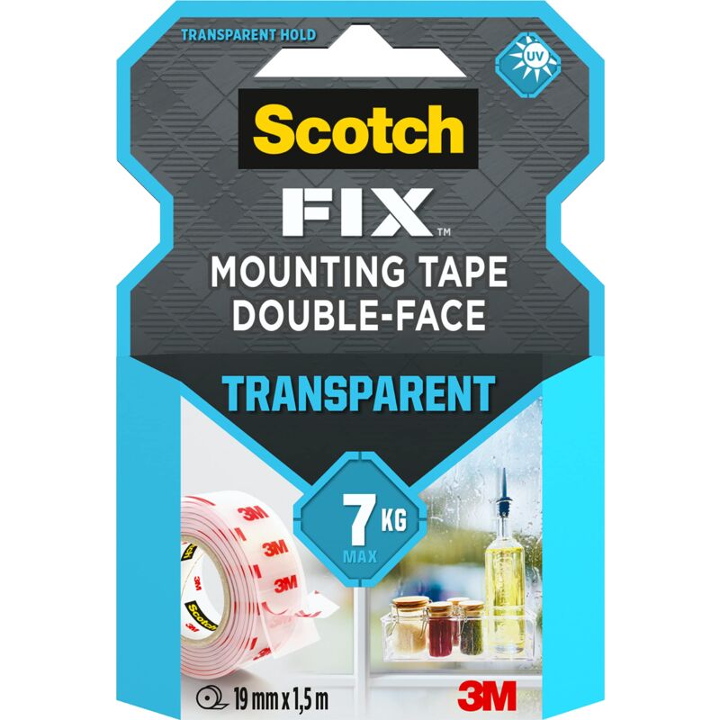 foto del prodotto nastro biadesivo trasparente 19 mm x 1,5 mt 3m scotch 4910c