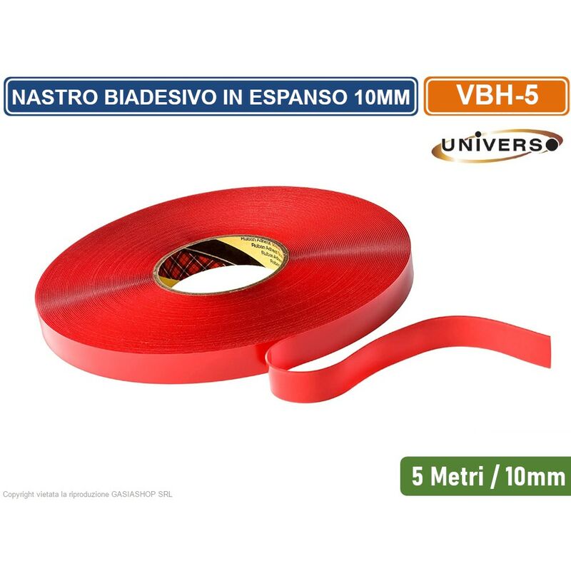foto del prodotto nastro biadesivo trasparente in espanso vbh 5 metri 10mm spessore 1mm extra forte